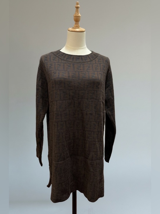 Fendi Dresses & Skirts - Fendi Dark Brown Monogram Knit Long-Sleeve Dress